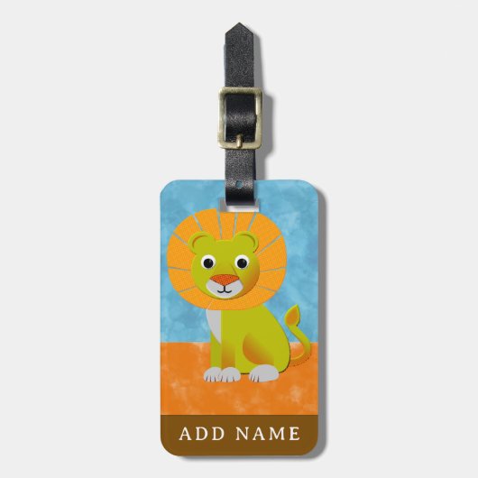 Mooie baby leeuw overal print patroon bagagelabel (Voorkant verticaal)