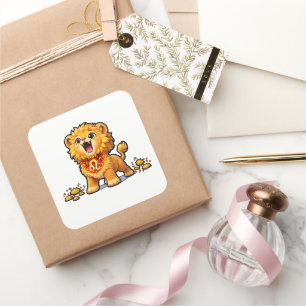 Mooie Baby Leeuw Zodiac Sticker – Kawaii Gouden Le