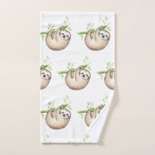 Mooie Baby Luiaard Jongen Baby Shower Monogram Bad Handdoek (Handdoek)