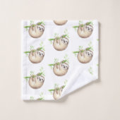 Mooie Baby Luiaard Jongen Baby Shower Monogram Bad Handdoek (Wasdoekje)