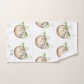 Mooie Baby Luiaard Jongen Baby Shower Monogram Bad Handdoek (Handdoek)