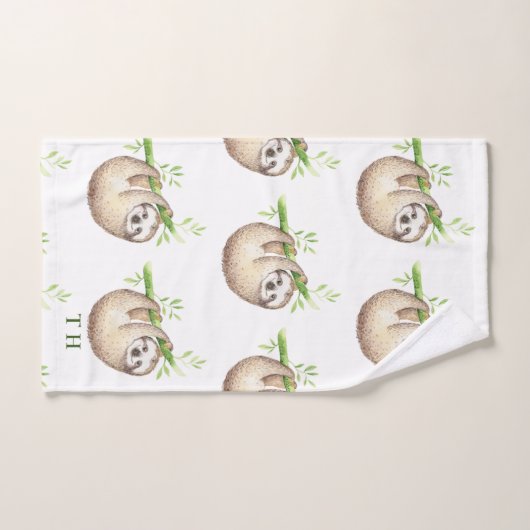 Mooie Baby Luiaard Jongen Baby Shower Monogram Bad Handdoek (Handdoek)