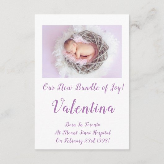 Mooie Baby Meisje Aankondiging Kaart (Voorkant)