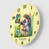 Mooie baby meisje egel voeg naam toe kraam grote klok (Hoek)