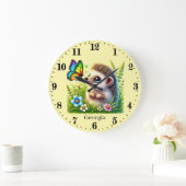 Mooie baby meisje egel voeg naam toe kraam grote klok (Huis)