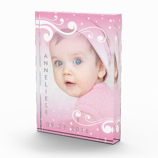 Mooie Baby Meisje Foto met Naam en Datum (Rechts)