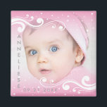 Mooie Baby Meisje Foto met Naam en Datum Magneet<br><div class="desc">Mooie baby meisje foto met naam en datum. Voeg je foto toe. ✔Let op: niet alle sjablonen hoeven te worden gewijzigd. 📌Als u meer aanpassingen nodig hebt, klikt u op de knop "Klik om verder aan te passen" of "Aanpassen of ontwerp bewerken" en gebruikt u onze ontwerptool om het formaat...</div>