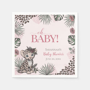 Mooie Baby Meisje Luipaard Welp Roze Baby Shower Servet