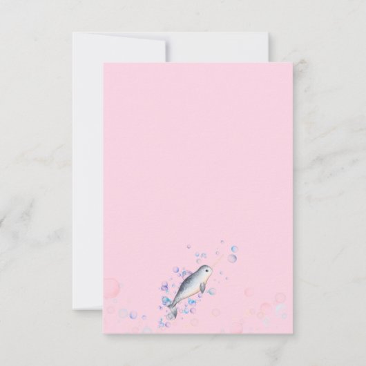 Mooie baby Narwhal en bubbels Dank je wel auto Bedankkaart (Achterkant)