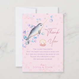 Mooie baby Narwhal en bubbels Dank je wel auto Bedankkaart