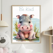 Mooie baby nijlpaard dierprint poster