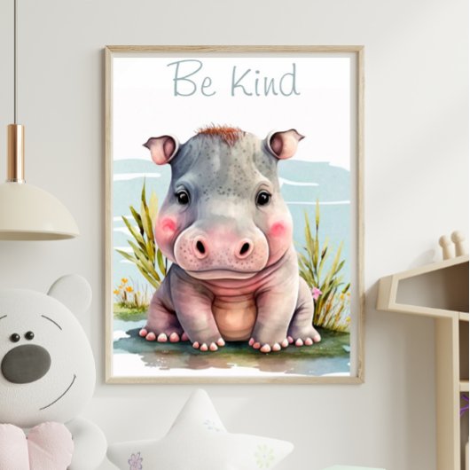 Mooie baby nijlpaard dierprint poster