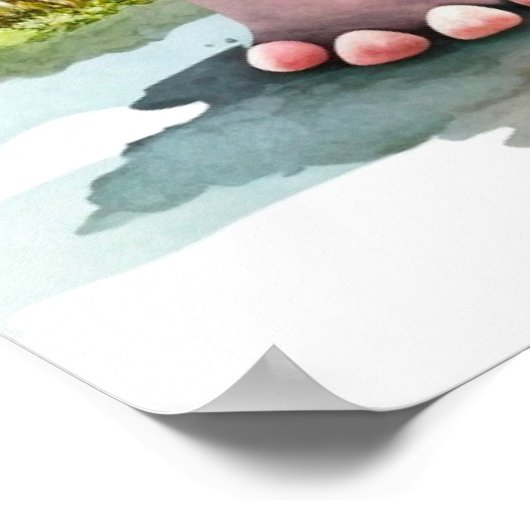 Mooie baby nijlpaard dierprint poster (Hoek)