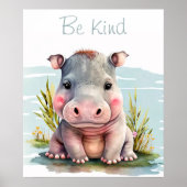 Mooie baby nijlpaard dierprint poster (Voorkant)