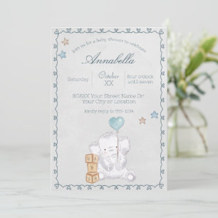 Mooie baby olifant en ballon aquarel kaart