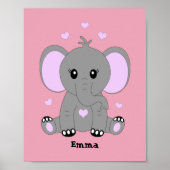 Mooie baby olifant in roze voor meisjes  poster (Voorkant)