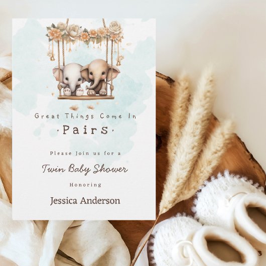 Mooie Baby Olifant Jongens of Meisjes Twin Baby Sh Kaart