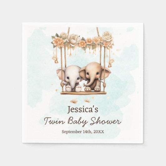 Mooie Baby Olifant Jongens of Meisjes Twin Baby Sh Servet (Voorkant)