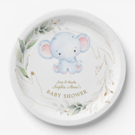 Mooie Baby Olifant Jungle Groene Baby Shower Papieren Bordje