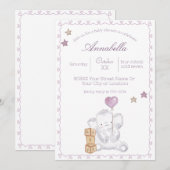 Mooie baby olifant meisje en ballon waterverf kaart (Voorkant / Achterkant)