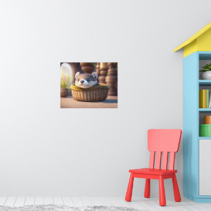 Mooie baby otter in een mand poster