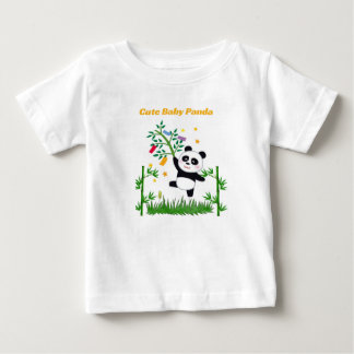 Mooie baby panda met bamboe-illustratie T-shirt |