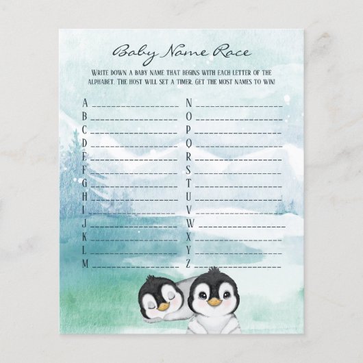 Mooie Baby Pinguïns Baby Naam Race Game Flyer (Voorkant)