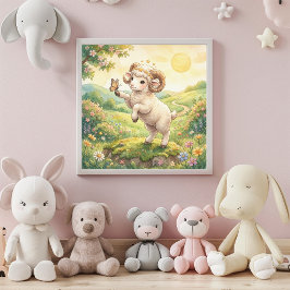 Mooie Baby Ram Sterrenbeeld Muur Kunst Poster