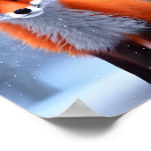 Mooie baby rode vos in de sneeuw  poster (Hoek)