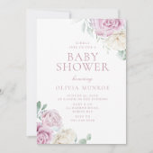 Mooie Baby Roze Bloemen Baby shower Kaart (Voorkant)