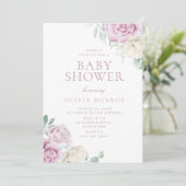 Mooie Baby Roze Bloemen Baby shower Kaart (Staand voorkant)