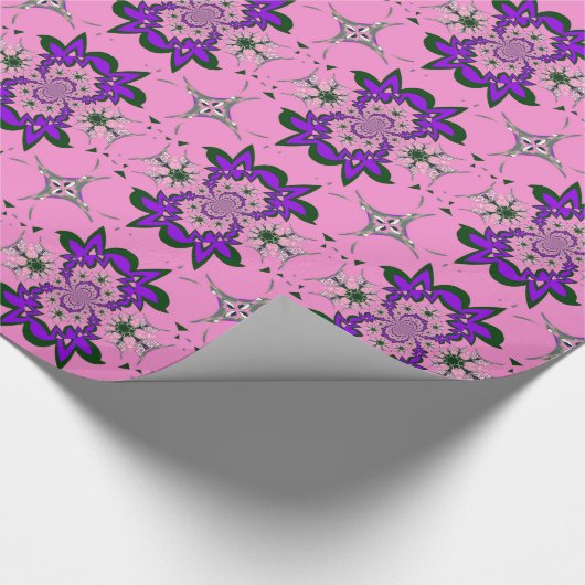 Mooie Baby Roze Bloemen Paarse Schaduw Motief Art Cadeaupapier (Hoek)