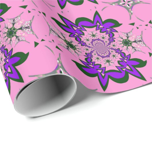 Mooie Baby Roze Bloemen Paarse Schaduw Motief Art Cadeaupapier (Rol Hoek)