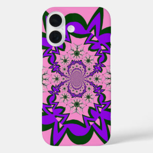 Mooie Baby Roze Bloemen Paarse Schaduw Motief Art iPhone 16 Hoesje