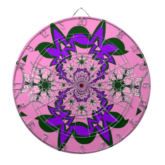 Mooie Baby Roze Bloemen Paarse Schaduw Motief Art Dartbord (Voorkant)