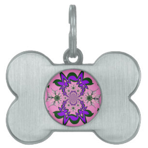 Mooie Baby Roze Bloemen Paarse Schaduw Motief Art Huisdieren Naamplaatje