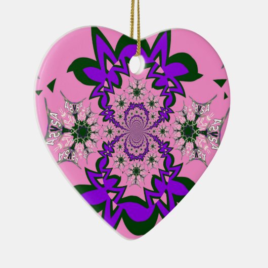 Mooie Baby Roze Bloemen Paarse Schaduw Motief Art Keramisch Ornament (Rechts)