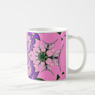 Mooie Baby Roze Bloemen Paarse Schaduw Motief Art Koffiemok