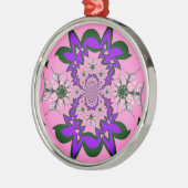 Mooie Baby Roze Bloemen Paarse Schaduw Motief Art Metalen Ornament (Links)