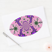 Mooie Baby Roze Bloemen Paarse Schaduw Motief Art Ovale Sticker (Envelop)