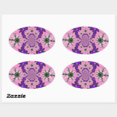 Mooie Baby Roze Bloemen Paarse Schaduw Motief Art Ovale Sticker (Vel)