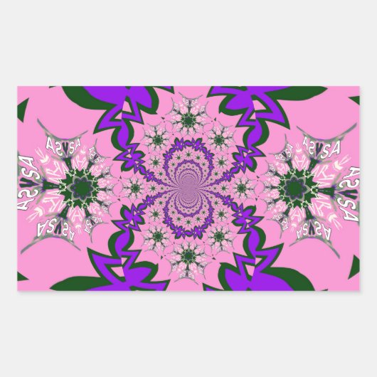 Mooie Baby Roze Bloemen Paarse Schaduw Motief Art Rechthoekige Sticker (Voorkant)