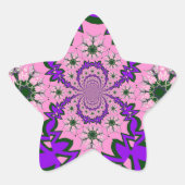 Mooie Baby Roze Bloemen Paarse Schaduw Motief Art Ster Sticker (Voorkant)