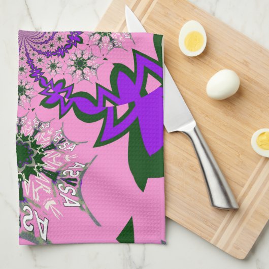 Mooie Baby Roze Bloemen Paarse Schaduw Motief Art Theedoek (Quarter Fold)