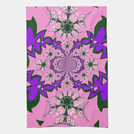 Mooie Baby Roze Bloemen Paarse Schaduw Motief Art Theedoek (Verticaal)