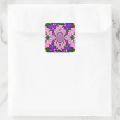 Mooie Baby Roze Bloemen Paarse Schaduw Motief Art Vierkante Sticker (Tas)