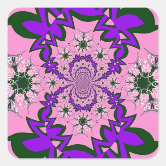 Mooie Baby Roze Bloemen Paarse Schaduw Motief Art Vierkante Sticker (Voorkant)