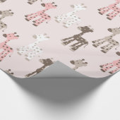 Mooie Baby Roze Giraffe Cadeaupapier (Hoek)