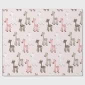 Mooie Baby Roze Giraffe Cadeaupapier (Vlak)
