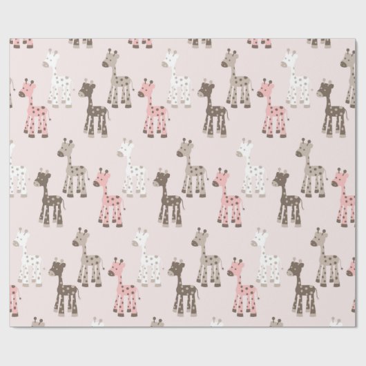 Mooie Baby Roze Giraffe Cadeaupapier (Vlak)